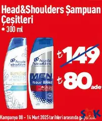 HEAD&SHOULDERS ŞAMPUAN ÇEŞİTLERİ 300 ML